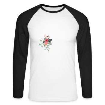 Buchstabe j blumig - Unisex Baseballshirt langarm - Weiß/Schwarz - Vorne - Nik (191cm)