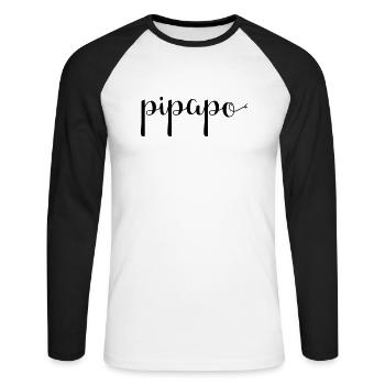 pipapo - Unisex Baseballshirt langarm - Weiß/Schwarz - Vorne - Nik (191cm)