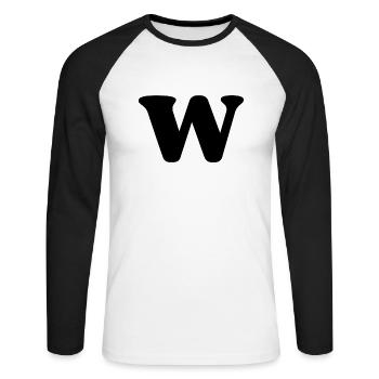 Lettre w - T-shirt baseball manches longues Homme - blanc/noir - Devant - Nik (191cm)