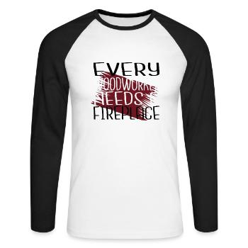 woodcutter chop wood statement jokes forest work - Unisex Long Sleeve Baseball T-Shirt - white/black - Front - Nik (191cm)