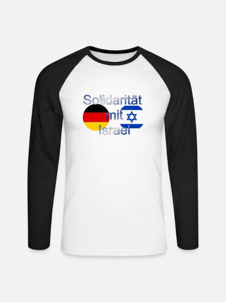 Solidarität mit Israel - Unisex Baseballshirt langarm - Weiß/Schwarz