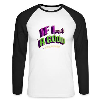 electrician beer electricity gift electric shock - Unisex Baseballshirt langarm - Weiß/Schwarz - Vorne - Nik (191cm)