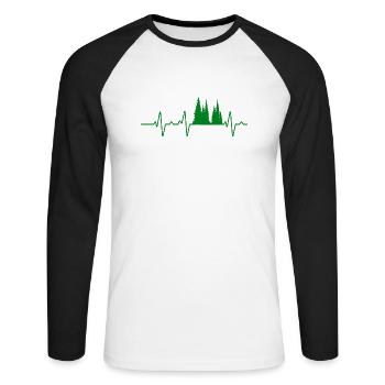 Wald Herzschlag Baum Natur - Unisex Baseballshirt langarm - Weiß/Schwarz - Vorne - Nik (191cm)