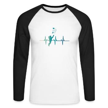 Astronaut Heartbeat - Unisex Long Sleeve Baseball T-Shirt - white/black - Front - Nik (191cm)