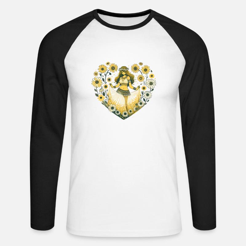 Bauchtänzerin Daisy - Unisex Baseballshirt langarm - Weiß/Schwarz
