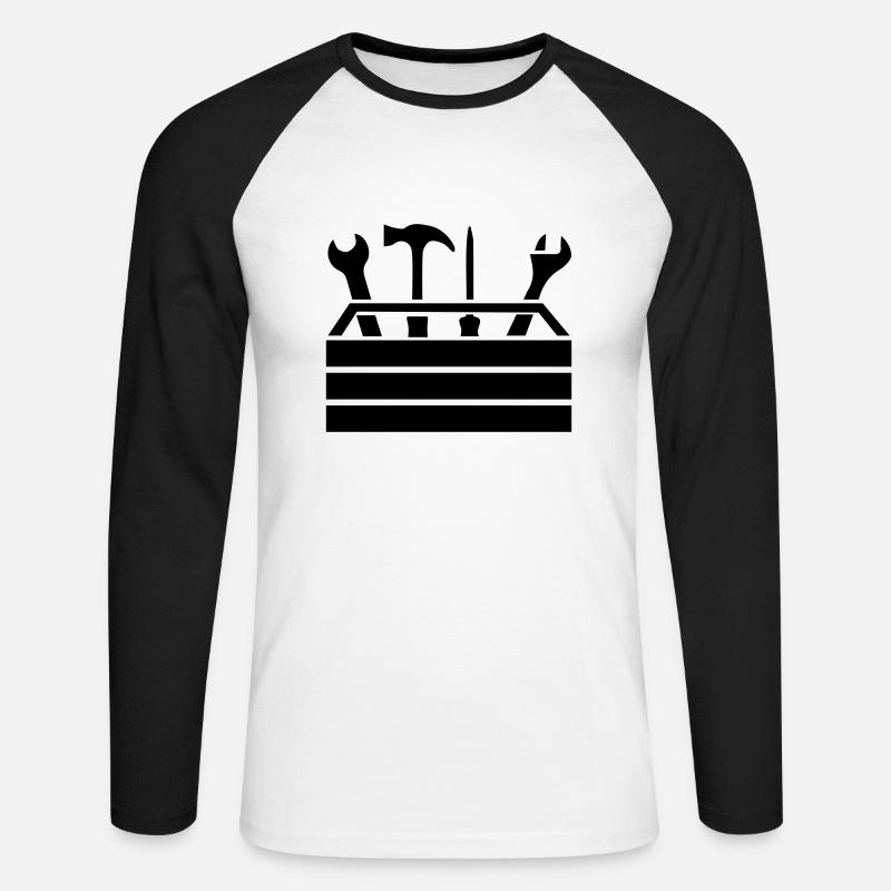 Tools Workshop Toolbox 1 - Unisex Long Sleeve Baseball T-Shirt - white/black