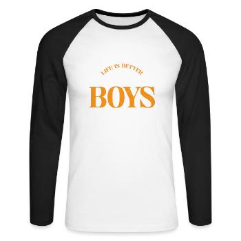 La vie est meilleure avec mes garçons 34 - T-shirt baseball manches longues Homme - blanc/noir - Devant - Nik (191cm)
