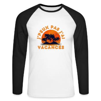 Vacances d'été - T-shirt baseball manches longues Homme - blanc/noir - Devant - Nik (191cm)