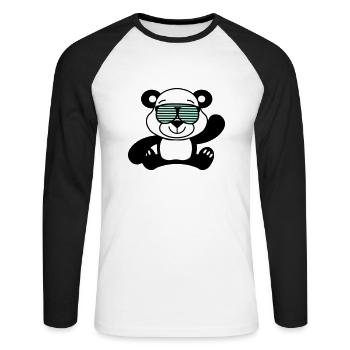 Panda Ours Cool - T-shirt baseball manches longues Homme - blanc/noir - Devant - Nik (191cm)