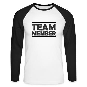Team Member - Unisex Long Sleeve Baseball T-Shirt - white/black - Front - Nik (191cm)