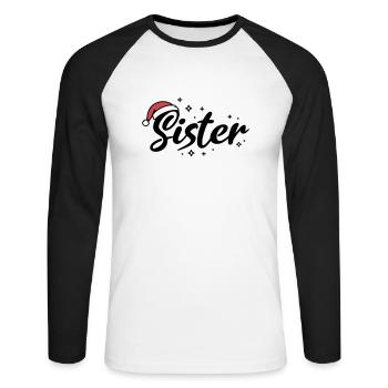 Chapeau de Père Noël Soeur Soeur - T-shirt baseball manches longues Homme - blanc/noir - Devant - Nik (191cm)