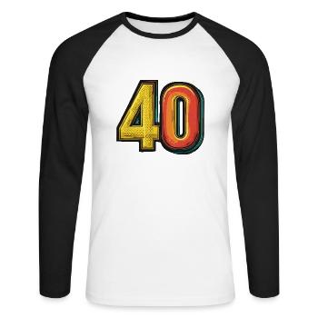 40 Nombre Coloré - T-shirt baseball manches longues Homme - blanc/noir - Devant - Nik (191cm)