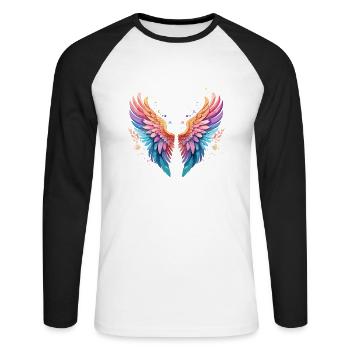 Angelwings,Angel Wings,Graffiti,Painting,Colorful - Unisex Long Sleeve Baseball T-Shirt - white/black - Front - Nik (191cm)
