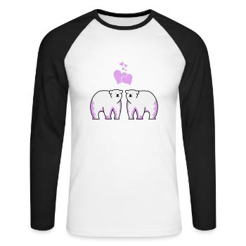 Eisbären verliebt - Unisex Baseballshirt langarm - Weiß/Schwarz - Vorne - Nik (191cm)