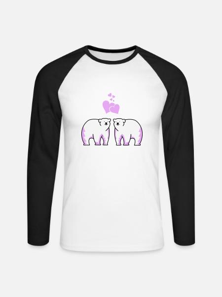 Eisbären verliebt - Unisex Baseballshirt langarm - Weiß/Schwarz