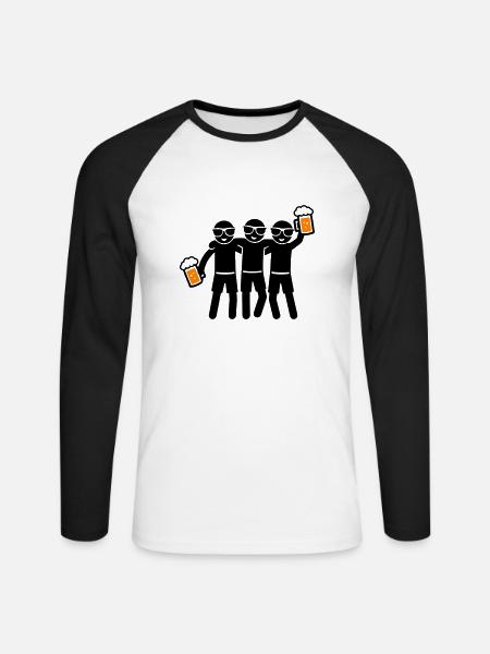 Party Team Beer Group - Unisex Long Sleeve Baseball T-Shirt - white/black