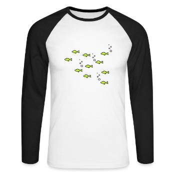 10 kleine Fische - Unisex Baseballshirt langarm - Weiß/Schwarz - Vorne - Nik (191cm)