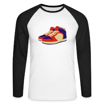 sneakers - T-shirt baseball manches longues Homme - blanc/noir - Devant - Nik (191cm)