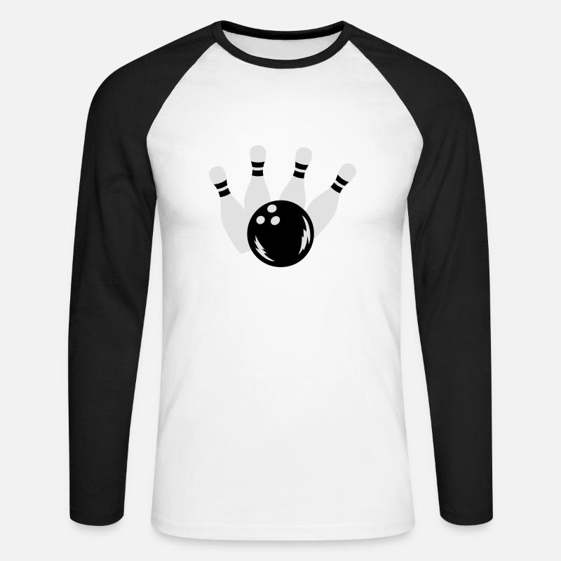 Bowling - Unisex Baseballshirt langarm - Weiß/Schwarz