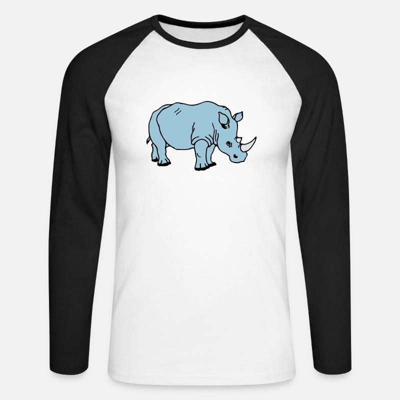 rhinoceros - Unisex Long Sleeve Baseball T-Shirt - white/black