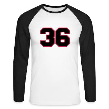 Number36 - T-shirt baseball manches longues Homme - blanc/noir - Devant - Nik (191cm)