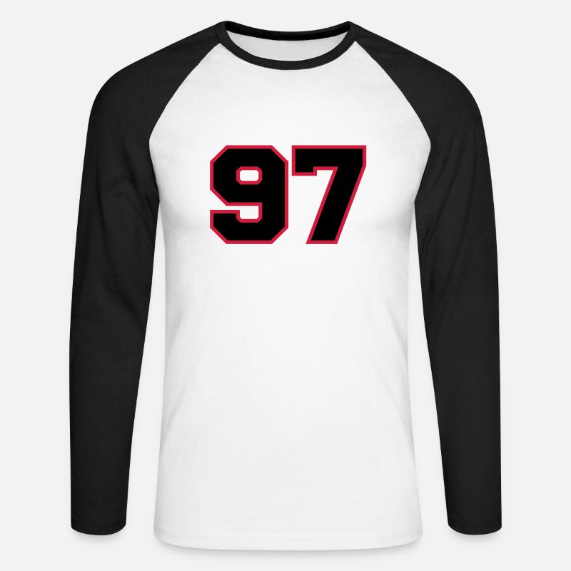 number97 - Unisex Baseballshirt langarm - Weiß/Schwarz