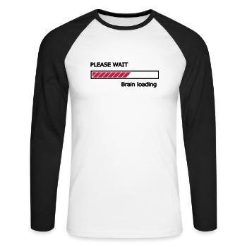 S'il vous plaît attendre chargement de cerveau - T-shirt baseball manches longues Homme - blanc/noir - Devant - Nik (191cm)