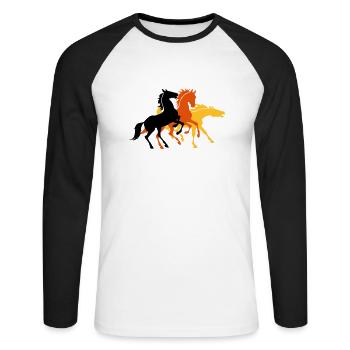 Three horses - Unisex Long Sleeve Baseball T-Shirt - white/black - Front - Nik (191cm)