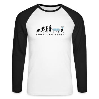 evolution_table_tennis_072012_c_2c - Unisex Long Sleeve Baseball T-Shirt - white/black - Front - Nik (191cm)