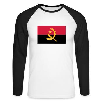 Angola Flagge - Unisex Baseballshirt langarm - Weiß/Schwarz - Vorne - Nik (191cm)