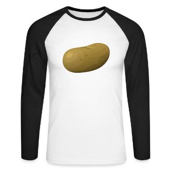 pomme de terre - T-shirt baseball manches longues Homme - blanc/noir - Devant - Nik (191cm)