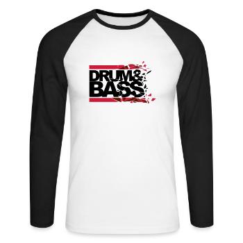 Drum 'n' Bass shattered - Unisex Baseballshirt langarm - Weiß/Schwarz - Vorne - Nik (191cm)