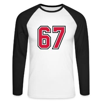 67 sports jersey football number - Unisex Long Sleeve Baseball T-Shirt - white/black - Front - Nik (191cm)
