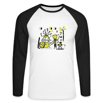 univers - T-shirt baseball manches longues Homme - blanc/noir - Devant - Nik (191cm)