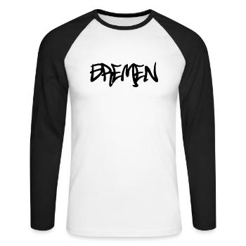 Brême Graffiti - T-shirt baseball manches longues Homme - blanc/noir - Devant - Nik (191cm)
