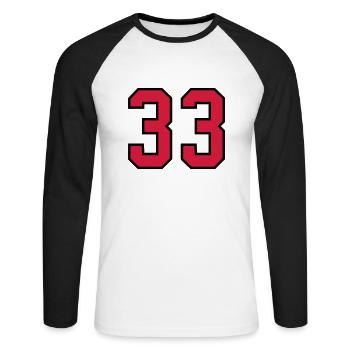 33 sports jersey football number new - Unisex Long Sleeve Baseball T-Shirt - white/black - Front - Nik (191cm)