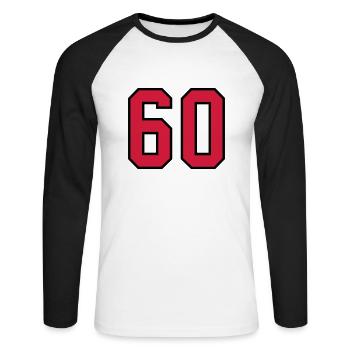 60 sports jersey football number new - Unisex Long Sleeve Baseball T-Shirt - white/black - Front - Nik (191cm)