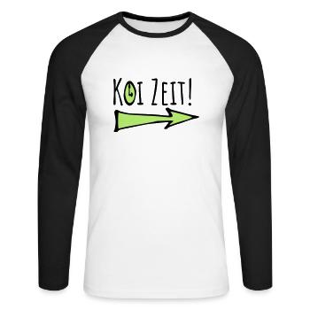 koi time - no time Swabian - Unisex Long Sleeve Baseball T-Shirt - white/black - Front - Nik (191cm)