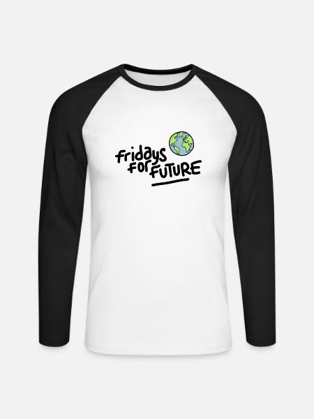 Fridays for Future - Unisex Baseballshirt langarm - Weiß/Schwarz
