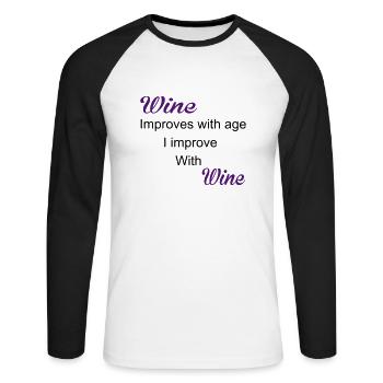 Wine - Unisex Baseballshirt langarm - Weiß/Schwarz - Vorne - Nik (191cm)