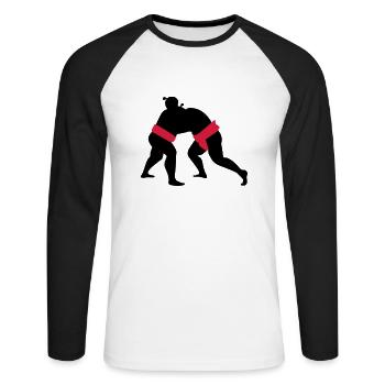 Sumo - T-shirt baseball manches longues Homme - blanc/noir - Devant - Nik (191cm)
