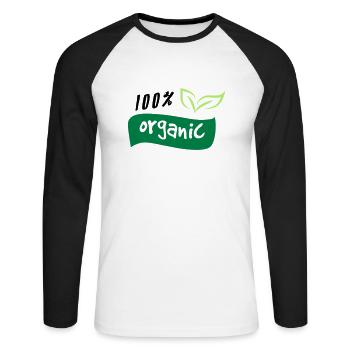 100% Organic Organic Green Logo Natur Öko Bio - Unisex Long Sleeve Baseball T-Shirt - white/black - Front - Nik (191cm)