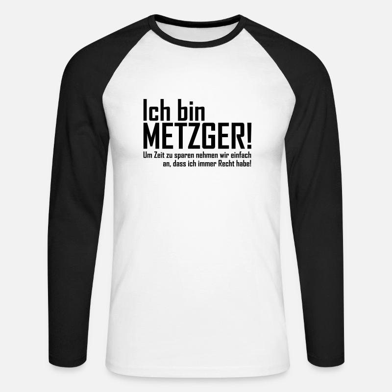 ich bin metzger - Unisex Baseballshirt langarm - Weiß/Schwarz