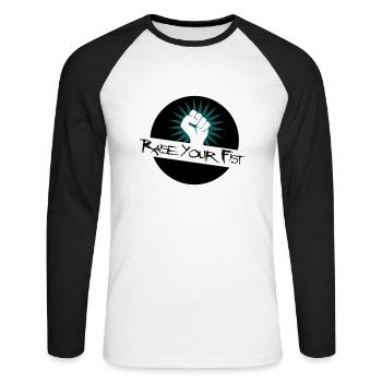 Raise Your Fist For Angerfist - Unisex Long Sleeve Baseball T-Shirt - white/black - Front - Nik (191cm)