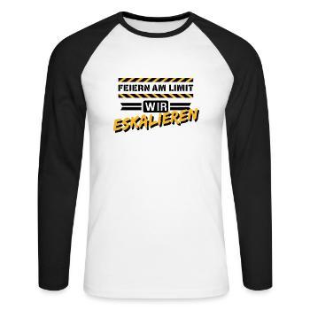Feiern am Limit - Unisex Baseballshirt langarm - Weiß/Schwarz - Vorne - Nik (191cm)