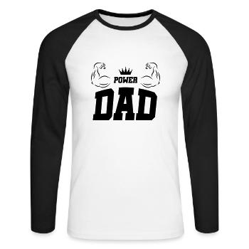 dad power - Unisex Baseballshirt langarm - Weiß/Schwarz - Vorne - Nik (191cm)