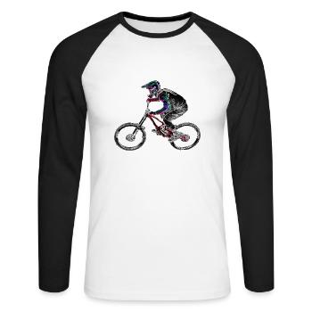 mountain bike mtb downhill - Unisex Long Sleeve Baseball T-Shirt - white/black - Front - Nik (191cm)