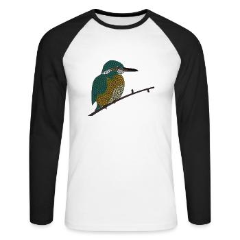Eisvogel - Unisex Baseballshirt langarm - Weiß/Schwarz - Vorne - Nik (191cm)