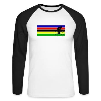 dad cyclist champion bike - Unisex Long Sleeve Baseball T-Shirt - white/black - Front - Nik (191cm)
