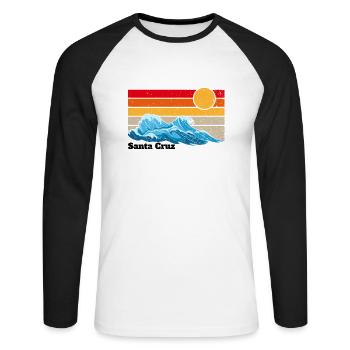 Santa Cruz Waves Gift Retro Vintage Old - Unisex Long Sleeve Baseball T-Shirt - white/black - Front - Nik (191cm)